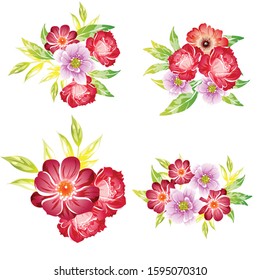Flowers set. Collection of floral elements