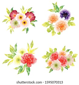 Flowers set. Collection of floral elements