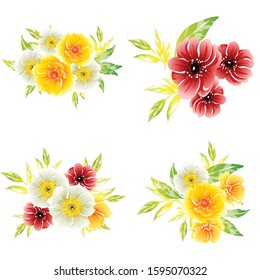Flowers set. Collection of floral elements