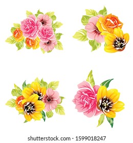 Flowers set. Collection of floral elements
