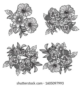 Flowers set. Collection of floral elements