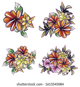 Flowers set. Collection of floral elements