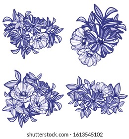 Flowers set. Collection of floral elements
