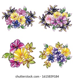 Flowers set. Collection of floral elements