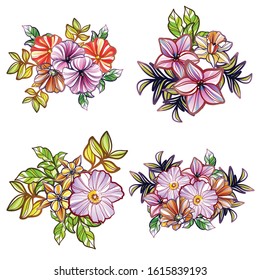 Flowers set. Collection of floral elements