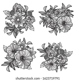 Flowers set. Collection of floral elements