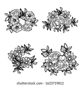 Flowers set. Collection of floral elements