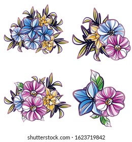 Flowers set. Collection of floral elements