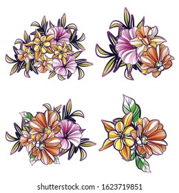 Flowers set. Collection of floral elements
