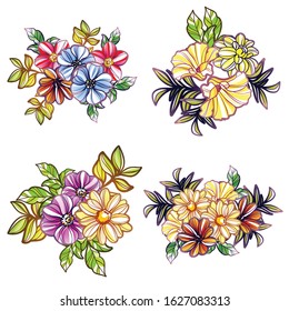 Flowers set. Collection of floral elements