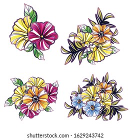Flowers set. Collection of floral elements