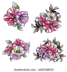 Flowers set. Collection of floral elements