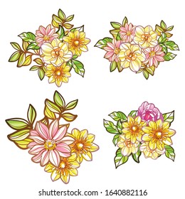 Flowers set. Collection of floral elements