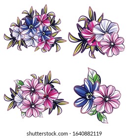 Flowers set. Collection of floral elements