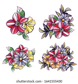 Flowers set. Collection of floral elements