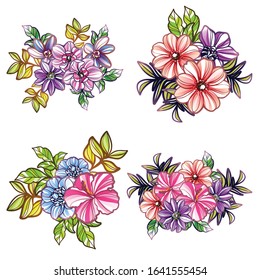 Flowers set. Collection of floral elements