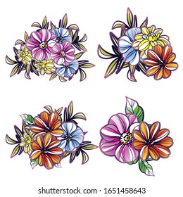 Flowers set. Collection of floral elements