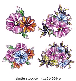 Flowers set. Collection of floral elements