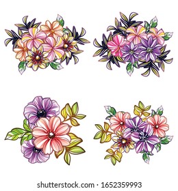 Flowers set. Collection of floral elements
