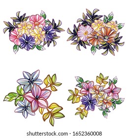 Flores puestas. Colección de elementos florales