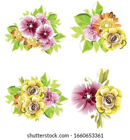 Flowers set. Collection of floral elements