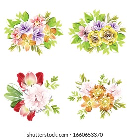 Flowers set. Collection of floral elements