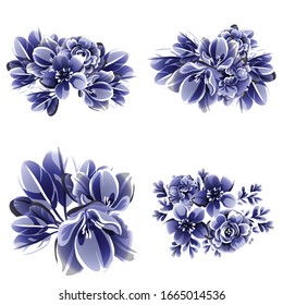 Flowers set. Collection of floral elements