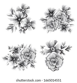 Flowers set. Collection of floral elements