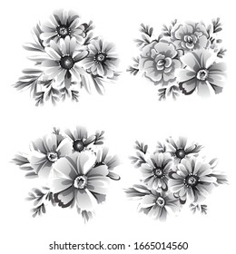 Flowers set. Collection of floral elements
