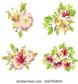 Flowers set. Collection of floral elements