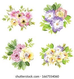 Flowers set. Collection of floral elements