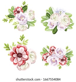 Flowers set. Collection of floral elements
