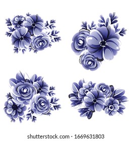 Flowers set. Collection of floral elements