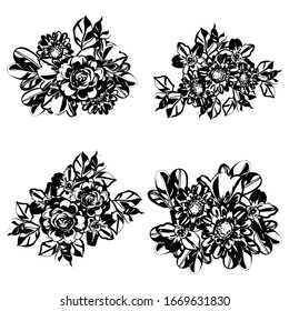 Flores puestas. Colección de elementos florales