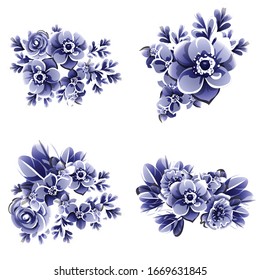 Flowers set. Collection of floral elements