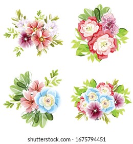 Flowers set. Collection of floral elements