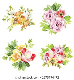 Flowers set. Collection of floral elements