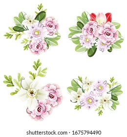 Flowers set. Collection of floral elements
