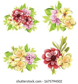 Flowers set. Collection of floral elements