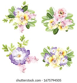 Flowers set. Collection of floral elements