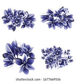Flores puestas. Colección de elementos florales