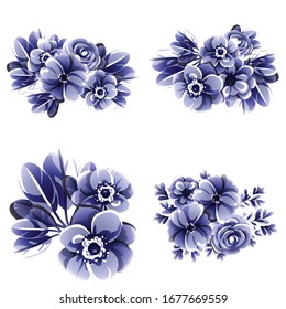 Flowers set. Collection of floral elements