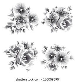 Flowers set. Collection of floral elements