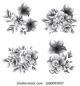 Flowers set. Collection of floral elements