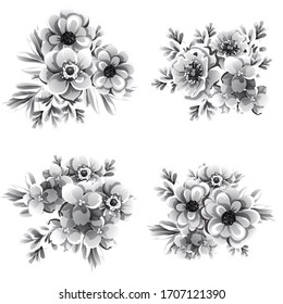 Flowers set. Collection of floral elements