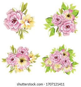 Blumengarnitur. Sammlung von Blumenelementen