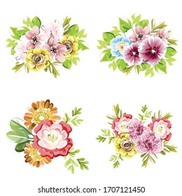 Flowers set. Collection of floral elements