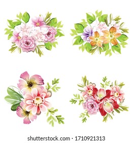 Flowers set. Collection of floral elements