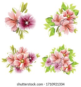 Flowers set. Collection of floral elements