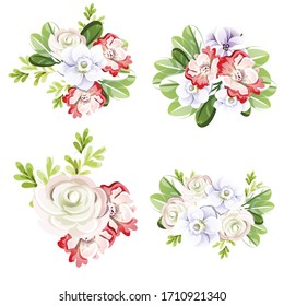 Flowers set. Collection of floral elements